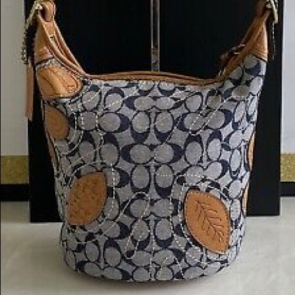 COACH BLEEKER DENIM FLORAL APPLIQUÉ BAG